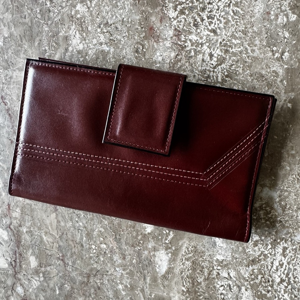 Vintage Rolfs Womens Brown Leather Wallet Kiss Lock Back Pouch Retro Stylish
